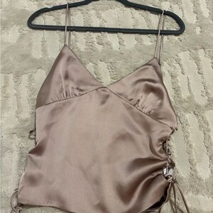 Zara Pink Asymmetrical Ruched Camisole